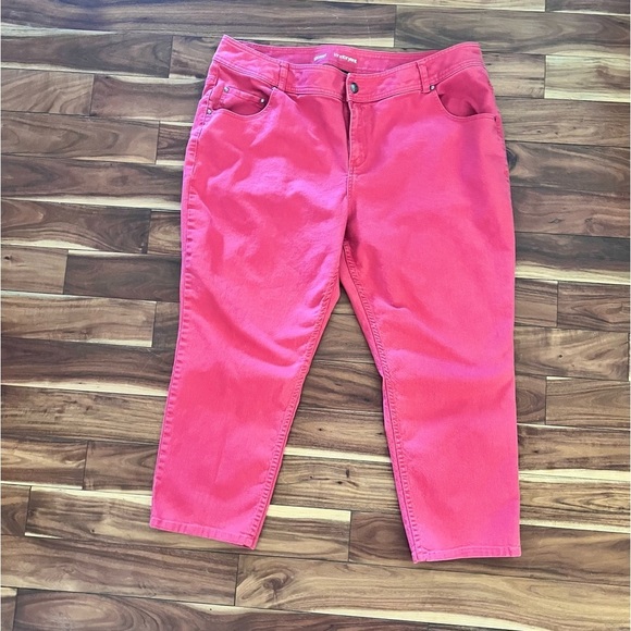 Lane Bryant 26 Skinny Coral Pink Capri Pants Denim Jeans Cotton Spandex - Picture 3 of 6